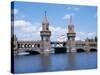 Oberbaum Bridge and River Spree, Berlin, Germany-Hans Peter Merten-Stretched Canvas