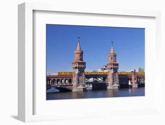 Oberbaum Bridge between Kreuzberg and Friedrichshain, Metro Line 1, Spree River, Berlin, Germany, E-Markus Lange-Framed Photographic Print