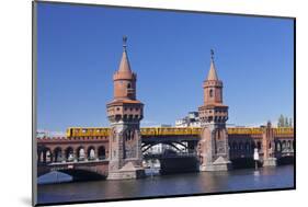 Oberbaum Bridge between Kreuzberg and Friedrichshain, Metro Line 1, Spree River, Berlin, Germany, E-Markus Lange-Mounted Photographic Print