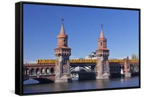 Oberbaum Bridge between Kreuzberg and Friedrichshain, Metro Line 1, Spree River, Berlin, Germany, E-Markus Lange-Framed Stretched Canvas