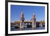 Oberbaum Bridge between Kreuzberg and Friedrichshain, Metro Line 1, Spree River, Berlin, Germany, E-Markus Lange-Framed Photographic Print