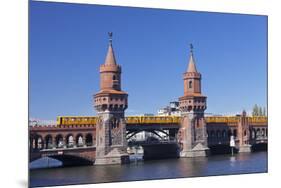 Oberbaum Bridge between Kreuzberg and Friedrichshain, Metro Line 1, Spree River, Berlin, Germany, E-Markus Lange-Mounted Photographic Print