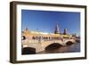 Oberbaum Bridge between Kreuzberg and Friedrichshain, Metro Line 1, Spree River, Berlin, Germany-Markus Lange-Framed Photographic Print