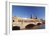 Oberbaum Bridge between Kreuzberg and Friedrichshain, Metro Line 1, Spree River, Berlin, Germany-Markus Lange-Framed Photographic Print