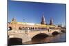 Oberbaum Bridge between Kreuzberg and Friedrichshain, Metro Line 1, Spree River, Berlin, Germany-Markus Lange-Mounted Photographic Print