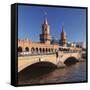 Oberbaum Bridge between Kreuzberg and Friedrichshain, Spree River, Berlin, Germany, Europe-Markus Lange-Framed Stretched Canvas