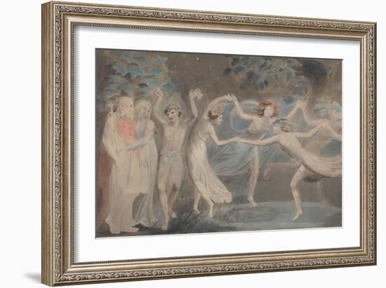 Oberon, Titania and Puck with Fairies Dancing-William Blake-Framed Giclee Print