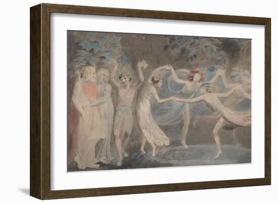 Oberon, Titania and Puck with Fairies Dancing-William Blake-Framed Giclee Print