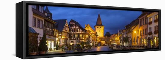 Oberturm Tower in Gengenbach's Picturesque Altstad Illuminated at Dusk, Black Forest, Germany-Doug Pearson-Framed Stretched Canvas