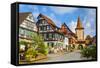 Oberturm Tower in Gengenbach's Picturesque Altstad Illuminated at Dusk, Black Forest, Germany-Doug Pearson-Framed Stretched Canvas