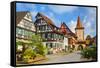 Oberturm Tower in Gengenbach's Picturesque Altstad Illuminated at Dusk, Black Forest, Germany-Doug Pearson-Framed Stretched Canvas