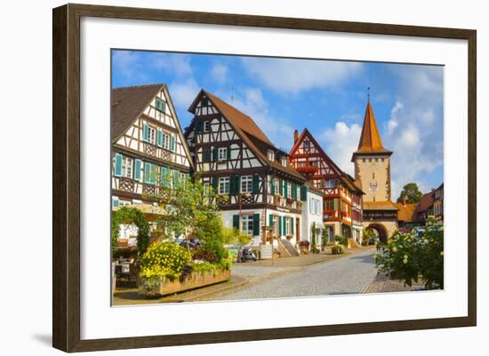 Oberturm Tower in Gengenbach's Picturesque Altstad Illuminated at Dusk, Black Forest, Germany-Doug Pearson-Framed Photographic Print