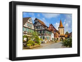 Oberturm Tower in Gengenbach's Picturesque Altstad Illuminated at Dusk, Black Forest, Germany-Doug Pearson-Framed Photographic Print