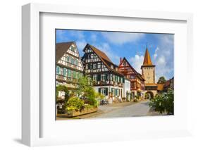 Oberturm Tower in Gengenbach's Picturesque Altstad Illuminated at Dusk, Black Forest, Germany-Doug Pearson-Framed Photographic Print