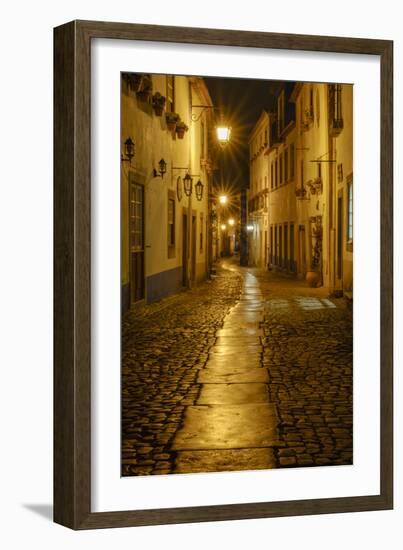 Obidos, Portugal, night, street scene-George Theodore-Framed Photographic Print