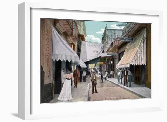 Obispo Street, Havana, Cuba, Early 20th Century-null-Framed Giclee Print