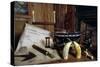 Objects from a Nineteenth Century Captain's Desk-American School-Stretched Canvas