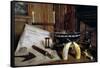 Objects from a Nineteenth Century Captain's Desk-American School-Framed Stretched Canvas