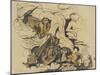 Objets divers, coin de lit à tête d'éléphant et femme nue-Eugene Delacroix-Mounted Giclee Print