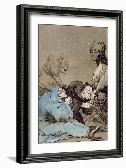 Obsequio a El Maestro (A Gift for the Master), Plate 47 of 'Los Caprichos', Original Edition-Francisco de Goya-Framed Giclee Print