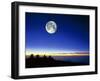 Observatories At Mauna Kea, Hawaii, with Full Moon-David Nunuk-Framed Photographic Print