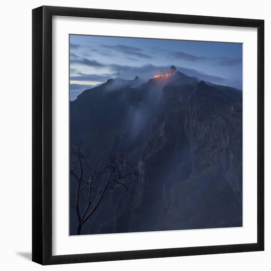 Observatory in the Mountain Arieiro in the Daybreak, Madeira, Portugal-Rainer Mirau-Framed Photographic Print