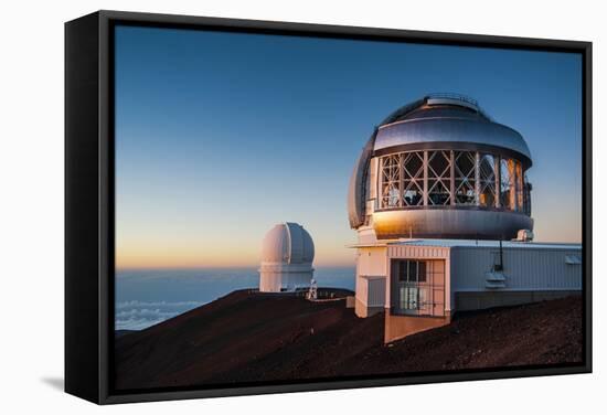 Observatory on Mauna Kea at Sunset, Big Island, Hawaii, United States of America, Pacific-Michael-Framed Stretched Canvas