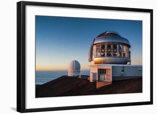 Observatory on Mauna Kea at Sunset, Big Island, Hawaii, United States of America, Pacific-Michael-Framed Photographic Print