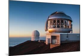 Observatory on Mauna Kea at Sunset, Big Island, Hawaii, United States of America, Pacific-Michael-Mounted Photographic Print