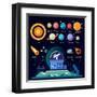 Observatory, Solar System: All Planets and Moons, the Sun, Stars, Comets, Meteor, Constellation. Ve-Beresnev-Framed Art Print