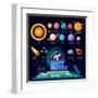 Observatory, Solar System: All Planets and Moons, the Sun, Stars, Comets, Meteor, Constellation. Ve-Beresnev-Framed Art Print