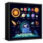 Observatory, Solar System: All Planets and Moons, the Sun, Stars, Comets, Meteor, Constellation. Ve-Beresnev-Framed Stretched Canvas