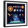 Observatory, Solar System: All Planets and Moons, the Sun, Stars, Comets, Meteor, Constellation. Ve-Beresnev-Framed Art Print