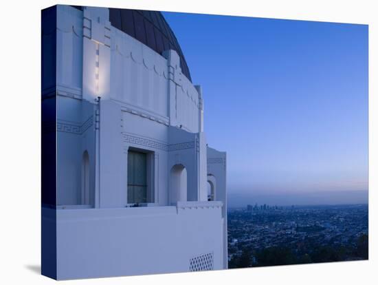 Observatory with Downtown at Dusk, Griffith Park Observatory, Los Angeles, California, USA-null-Stretched Canvas