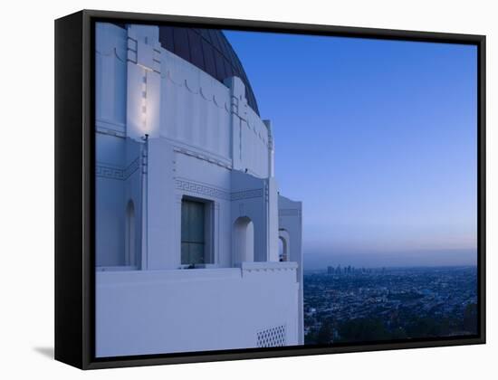 Observatory with Downtown at Dusk, Griffith Park Observatory, Los Angeles, California, USA-null-Framed Stretched Canvas