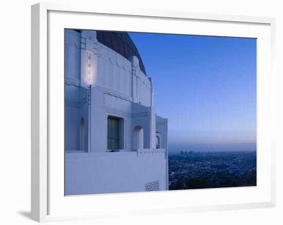 Observatory with Downtown at Dusk, Griffith Park Observatory, Los Angeles, California, USA-null-Framed Photographic Print