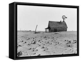 Occupied house in Dalhart, Texas where most are abandoned in the drought, 1938-Dorothea Lange-Framed Stretched Canvas