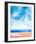 Ocean and Blue Sky Watercolor I-Hallie Clausen-Framed Art Print