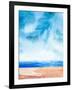 Ocean and Blue Sky Watercolor I-Hallie Clausen-Framed Art Print