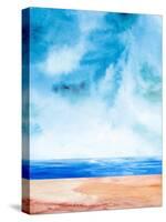 Ocean and Blue Sky Watercolor I-Hallie Clausen-Stretched Canvas