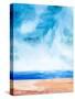 Ocean and Blue Sky Watercolor I-Hallie Clausen-Stretched Canvas