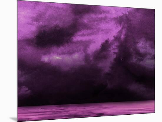 Ocean and Purple Sky Watercolor II-Hallie Clausen-Mounted Art Print