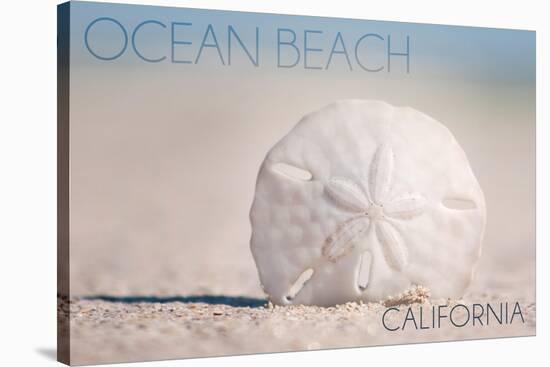 Ocean Beach, California - Sand Dollar on Beach-Lantern Press-Stretched Canvas