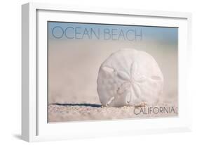 Ocean Beach, California - Sand Dollar on Beach-Lantern Press-Framed Art Print