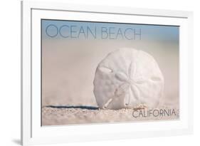 Ocean Beach, California - Sand Dollar on Beach-Lantern Press-Framed Art Print