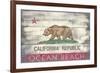 Ocean Beach, California - State Flag - Barnwood Painting-Lantern Press-Framed Art Print
