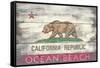 Ocean Beach, California - State Flag - Barnwood Painting-Lantern Press-Framed Stretched Canvas