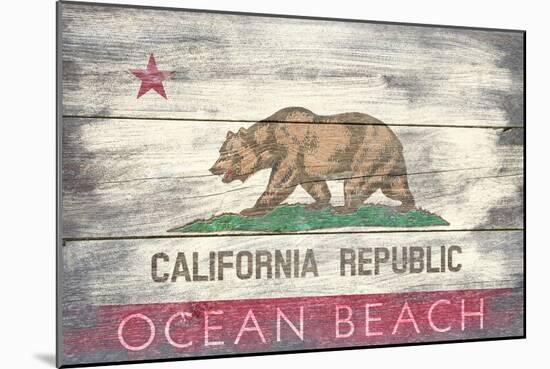 Ocean Beach, California - State Flag - Barnwood Painting-Lantern Press-Mounted Art Print