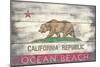 Ocean Beach, California - State Flag - Barnwood Painting-Lantern Press-Mounted Art Print