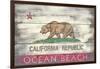 Ocean Beach, California - State Flag - Barnwood Painting-Lantern Press-Framed Art Print